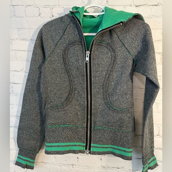 lululemon athletica Tops - lululemon athletica Gray and Green full zip scuba Hoodie